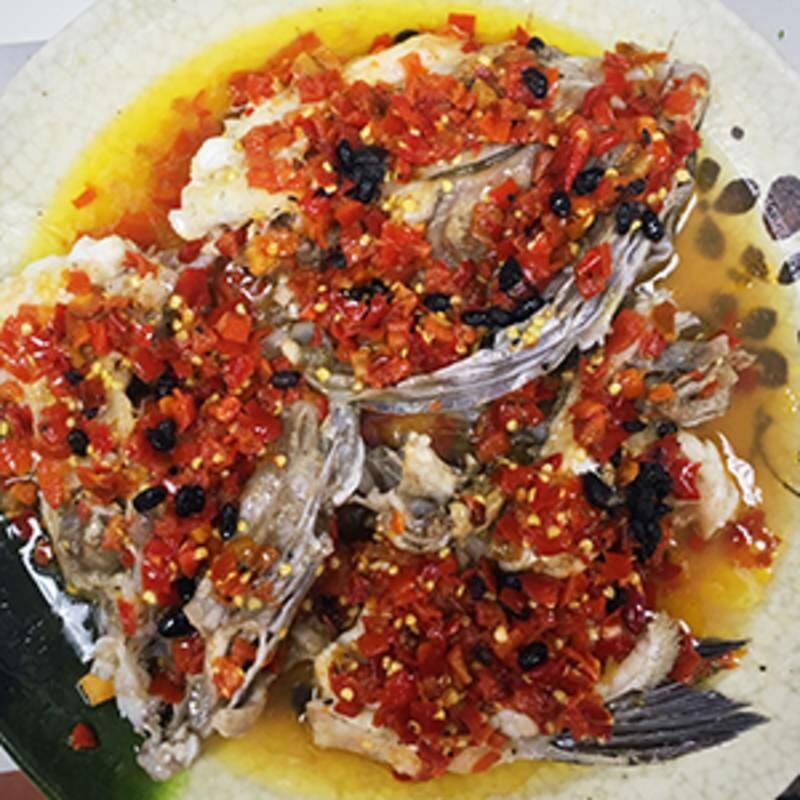 Steamed Fish Head Diced Hot Red Peppers
